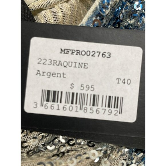 Maje $595 Sequins Mini Dress Raquine Blue Silver Size 40 Large - Picture 7 of 9
